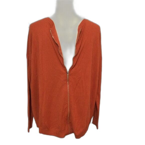 Olivaceous Sweater Women’s Size Medium Burnt Orange Long Sleeve Zipper Back - Picture 3 of 10